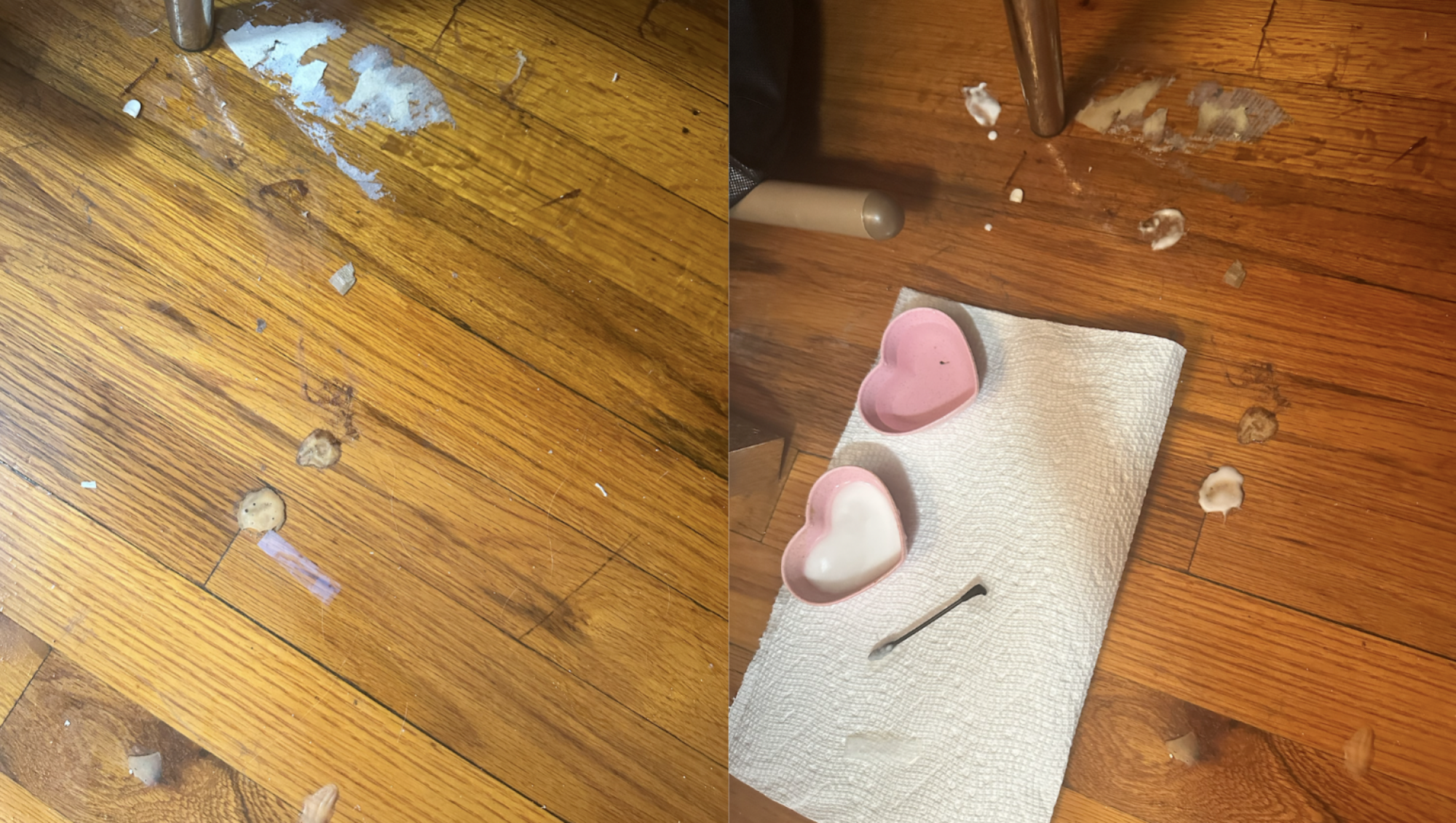 A stained wood floor